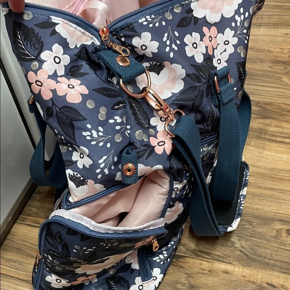 Floral Women's Diaper Bag in Blue and Pink